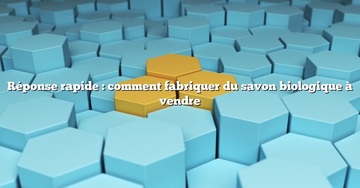 Réponse rapide : comment fabriquer du savon biologique à vendre